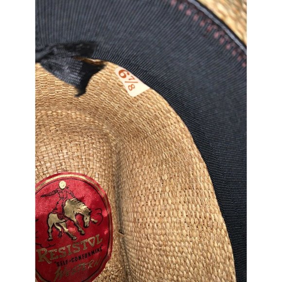 Vintage Resistol Cattleman Size 6 7/8 Straw Western Cowboy Hat - Picture 6 of 7